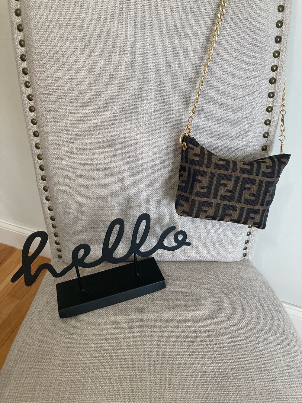 Monogram Crossbody Bag with Unbranded Gold Chain - Picture 2 of 5